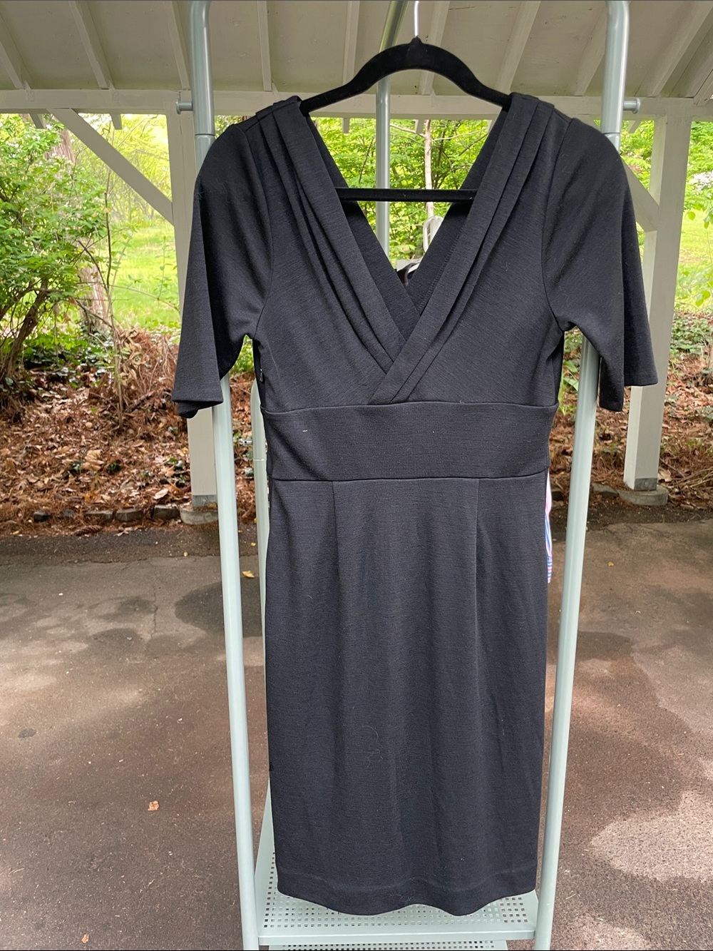 V-neck, knee-length little black dress, Banana Republic, size 6